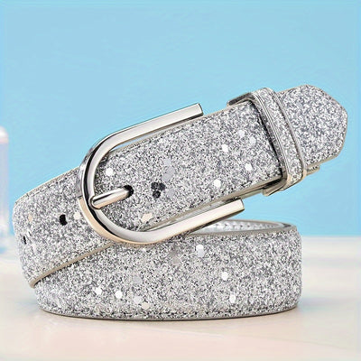 Golden Faux Leather Women's Belt - Versatile Korean-style Decorative PU Leather for Parties and Festivals, Daily Wear