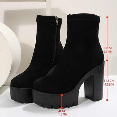 New Autumn Chunky-Heeled Ankle Boots, Lightweight And Versatile, with Ultra-High Platform Heels.
