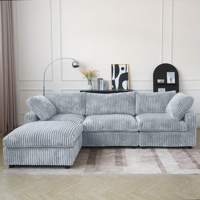 Extra Large 118" Modern Modular Sectional Sofa - L-Shaped Sectional with Chaise Lounge, Plush Cushions & Washable/Replaceable Cover - Modular Sofa with Chaise Convertible, Spacious Living Room Couch for Apartments, Houses - E