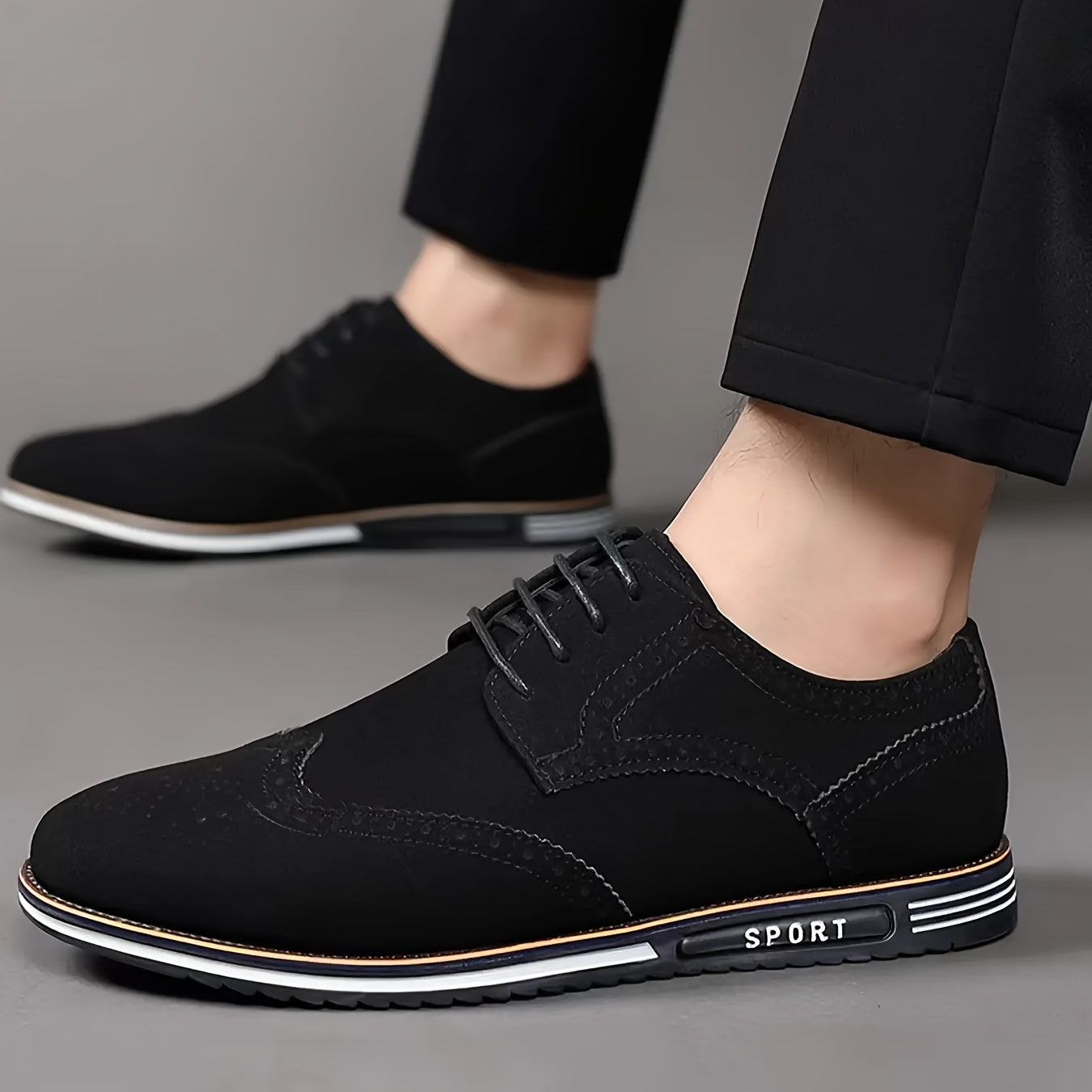 [Versatile Casual Shoes] Versatile Plus Size Men's Casual Shoes | Korean Style, Soft Sole Lace-up Rubber Sole Wedding Everyday Shoes