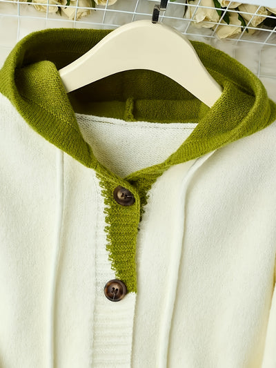 Women's & Olive Green Sweater - Button-Front Cardigan, Ribbed Cuffs - All-Season Layering Sweater for Fall/Winter/Office/Casual Outfits - Elegant Women's Sweater Coat, Sweater, Winter Wardrobe Essential, Round Neckline, Breat