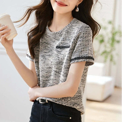 Ribbon Patchwork Easy Matching Easy To Wear Bottoming Top