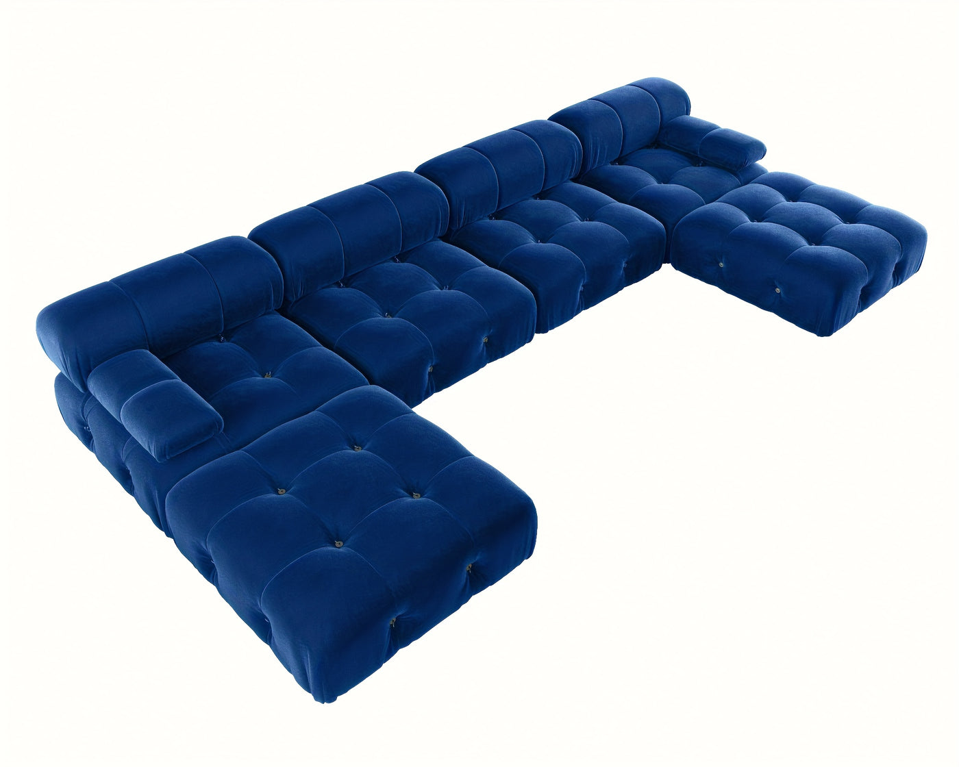 U-Shaped Minimalist Velvet Sofas, 138.6" Convertible Modular Sectional Couch, Modern Comfy Sectional Couches with 2 Chaise Ottomans for Living Room Office Apartment