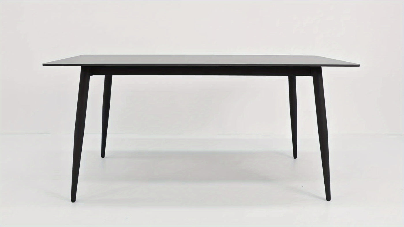 Modern White Sintered Stone Dining Table with Solid Carbon Steel Legs - Space-Saving Rectangular Table for Small Spaces, Easy Assembly, Scratch & Heat Resistant, 200lb Weight Capacity, Marble-Like Surface, Ideal for Apartment