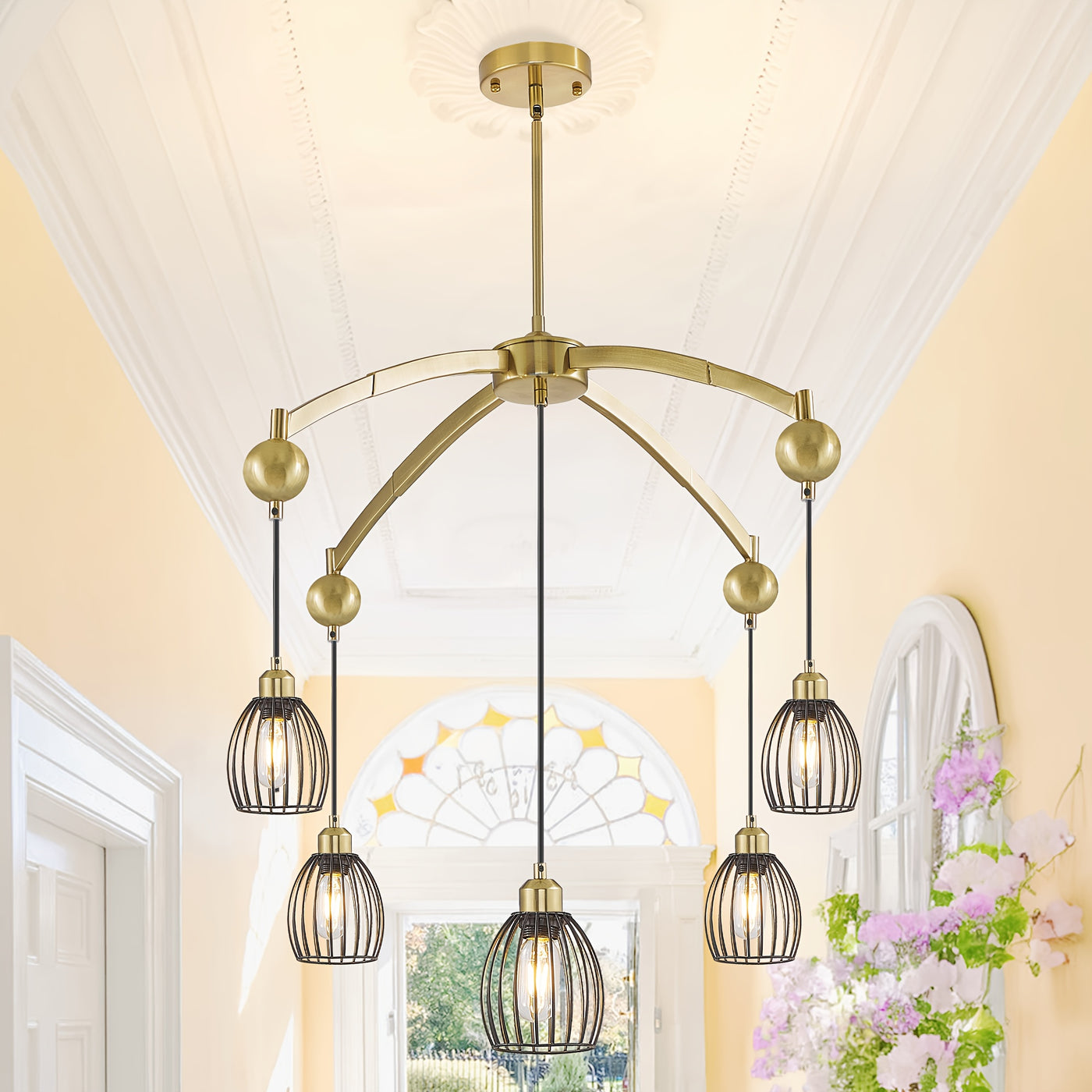 5/7/13-Light Modern Industrial chandelier - Matte Black linear pendant light with Adjustable height, Semi-Flush mounting, Heavy-Duty Metal Construction for Kitchen Island, Dining Room, Living Room, Bedroom - Compatible with d