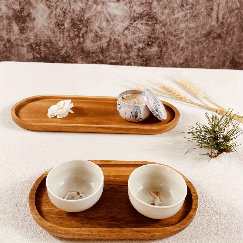 Japanese-Inspired LDQ Elegant Wooden Serving Tray - Space-Saving Design for Food & Drink Service - Perfect for Home Decor and Kitchen Accessories