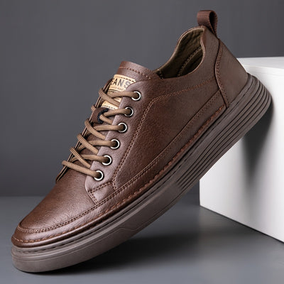 [Casual Style] Men's All-Season Casual Loafers - Stylish British & Korean Inspired Slip-On Shoes with Lace-Up Option, Versatile for Business and Leisure, Durable Rubber Sole, PU Upper, Casual Attire|Modern Casual Shoes|Durabl