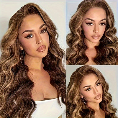 Piano Brown Long Wavy Front Lace Wig