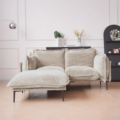74" Modern Modular Sectional Sofa with Ottoman - Brown Chenille Fabric Cloud Couch, High-Density Foam Cushions & 7.87" Raised Legs, Space-Saving Design for Small Spaces, Easy Assembly, Pet-Friendly & Vacuum-Compatible, Hardwo