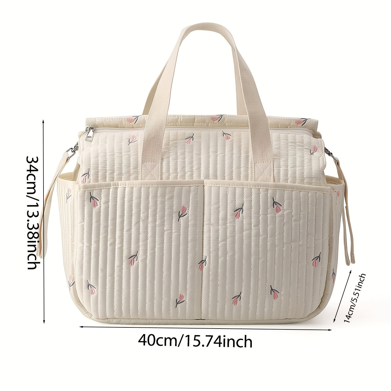 Large Capacity Handheld Parent Bag for Mothers with Baby Bottles and Diapers, Korean Version Embroidered Bear Maternity Bag