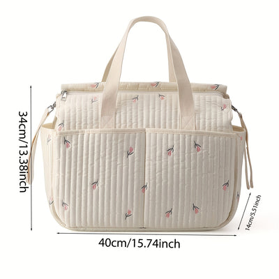 Large Capacity Handheld Parent Bag for Mothers with Baby Bottles and Diapers, Korean Version Embroidered Bear Maternity Bag