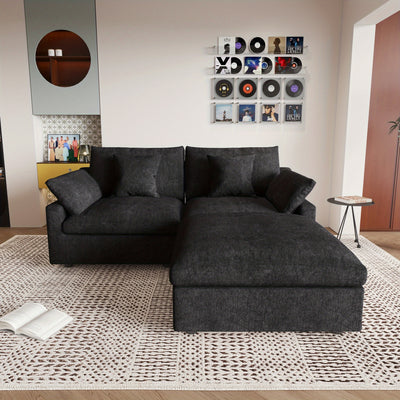 Sky Cloud Slope Sectional Sofa, Cozy Comfort 83-Inch Linen L-Shaped Sectional 2 Seater with Ottoman, Living Room Sofa, Sofa Sectional for Living Room, Couch for Bedroom, Foldable Sofa, Comfy Couch, Bedroom Seating, Lounge Fur