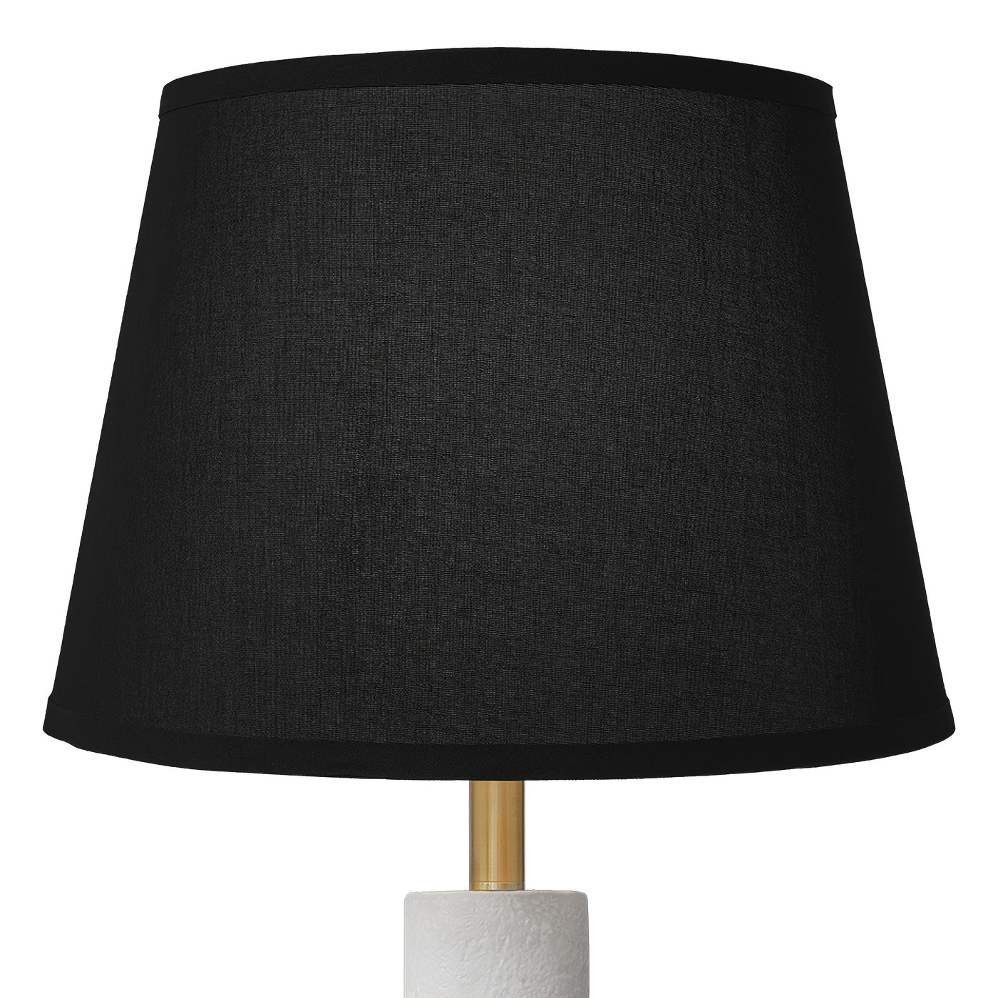 Modern Farmhouse Table Lamp with White Cement Base & Black Linen Shade - Rustic Single Bedside Lamp with Switch, Sturdy for Bedroom, Living Room, Office - Compatible with E27 (Bulb Not Included) - Ideal Housewarming Gift, Min