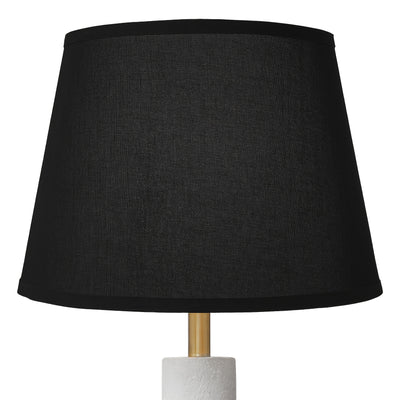 Modern Farmhouse Table Lamp with White Cement Base & Black Linen Shade - Rustic Single Bedside Lamp with Switch, Sturdy for Bedroom, Living Room, Office - Compatible with E27 (Bulb Not Included) - Ideal Housewarming Gift, Min