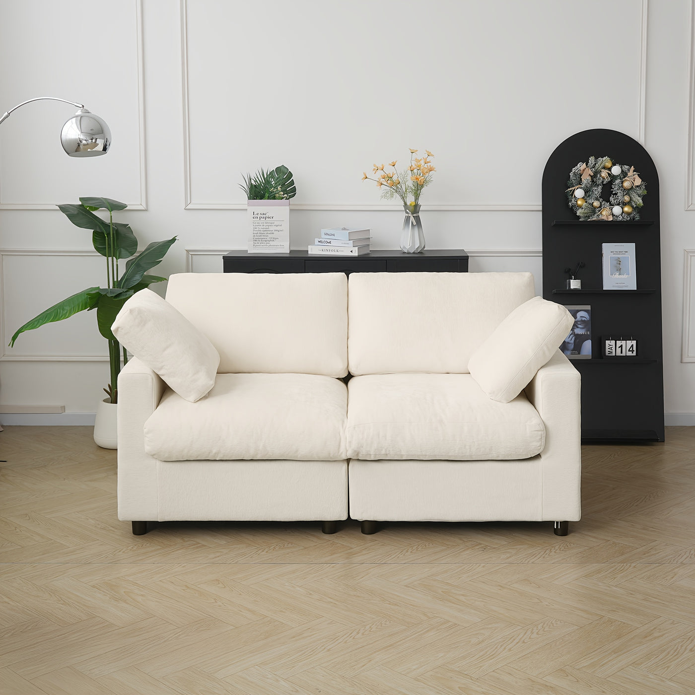 67" Modern Modular Sectional Sofa - Black Cloud Sofa with Washable Removable Cushions & Deep Seat, Plush Foam-Filled Upholstery, Spacious L-Shaped or Straight Configurations, Frame & Easy-Clean Fabric for Living Room, Apartme