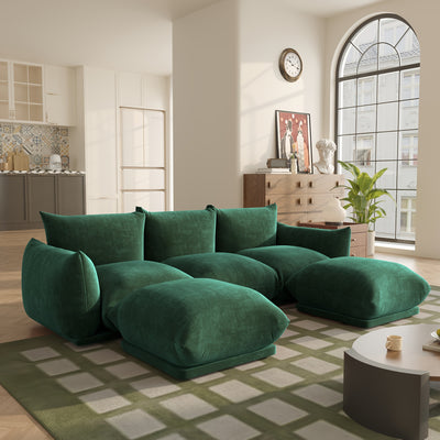 U-Shaped Sectional Sofa, Chenille Minimalist Modular Sofas Couches, 5-Seater Sectionals Couch With Wide Reversible Chaise Ottoman For Living Room Bedroom Office Apartment