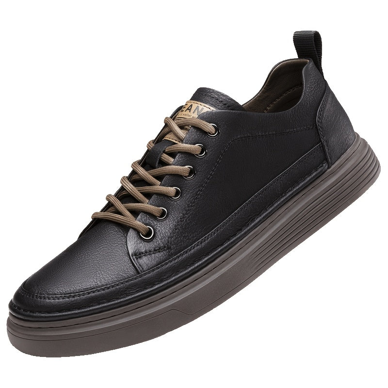 [Casual Style] Men's All-Season Casual Loafers - Stylish British & Korean Inspired Slip-On Shoes with Lace-Up Option, Versatile for Business and Leisure, Durable Rubber Sole, PU Upper, Casual Attire|Modern Casual Shoes|Durabl