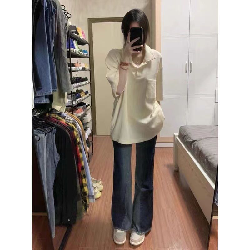 Women's Harajuku BF Style Lapel Short Sleeve