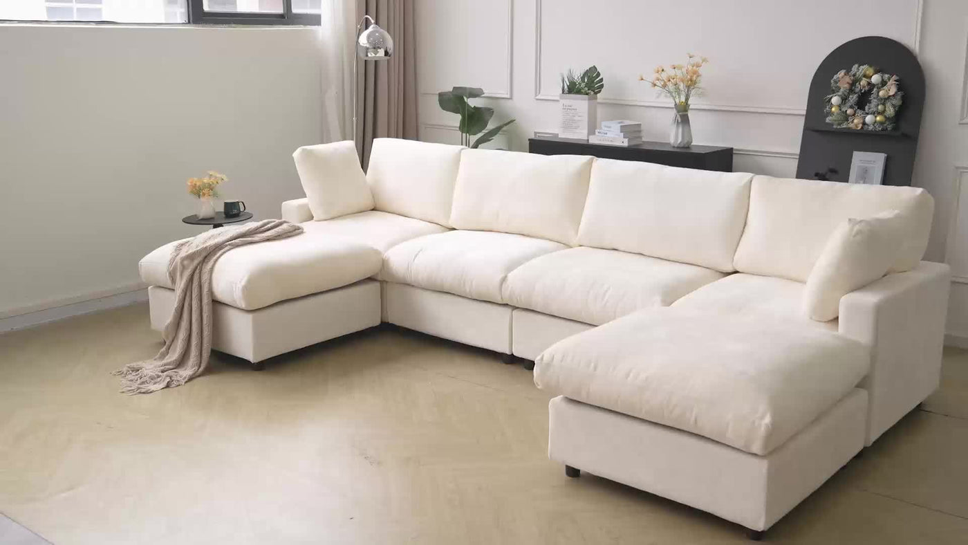 67" Modern Modular Sectional Sofa - Black Cloud Sofa with Washable Removable Cushions & Deep Seat, Plush Foam-Filled Upholstery, Spacious L-Shaped or Straight Configurations, Frame & Easy-Clean Fabric for Living Room, Apartme