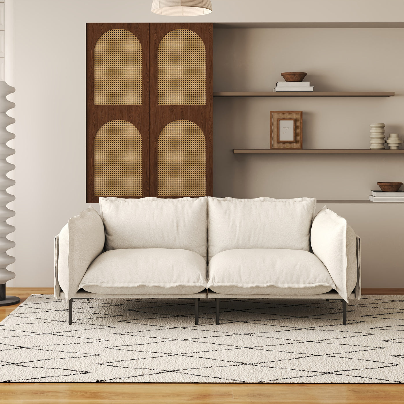 74" Modern Modular Loveseat Sofa - Space-Saving Sectional Couch with Deep Seat, Chenille Upholstery, Hardwood Frame, No Assembly Required, for Living Room, Apartment, Office - Orange Modern Furniture, Sectional Sofa for Livin