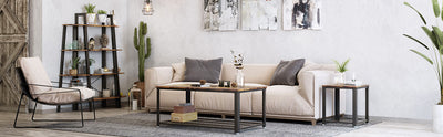 Side Table Round Table with Steel Frame Easy Assembly