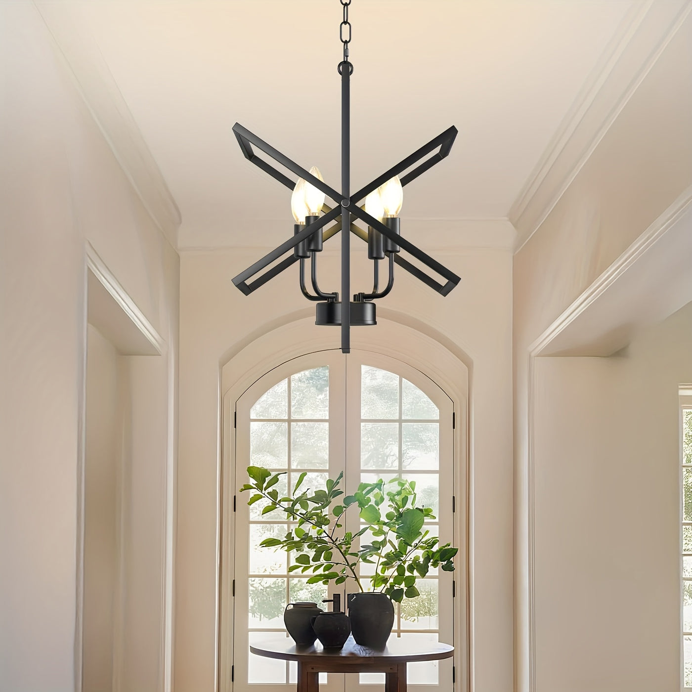 4-Light Farmhouse Dining Room Light Fixture/Chandelier Over Table, Modern Kitchen Island Lighting, Industrial Foyer Lighting Fixtures, For Living Room, Bedroom, Foyer, Stairway, Entryway