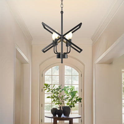 4-Light Farmhouse Dining Room Light Fixture/Chandelier Over Table, Modern Kitchen Island Lighting, Industrial Foyer Lighting Fixtures, For Living Room, Bedroom, Foyer, Stairway, Entryway