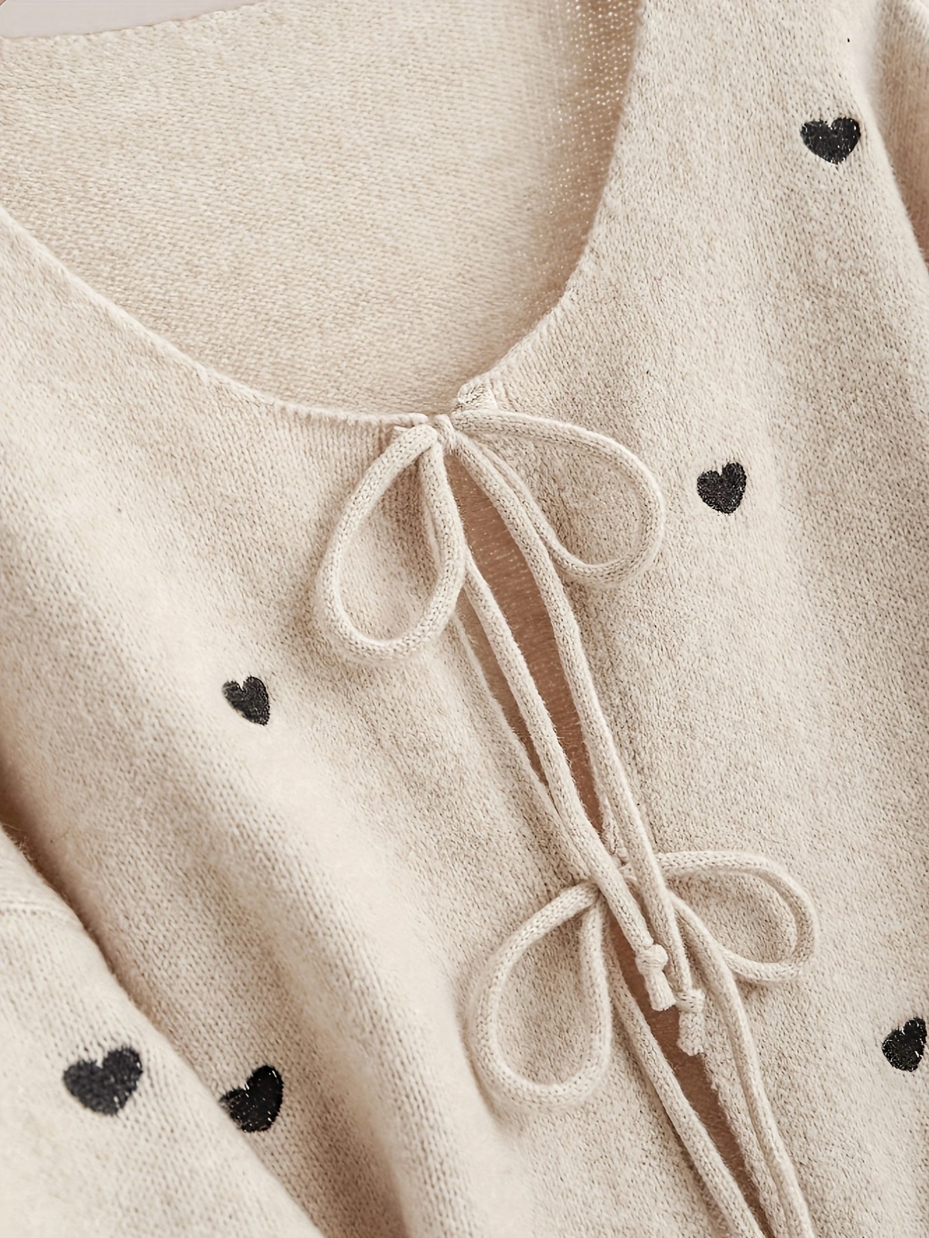 Women'S Soft Pink Sweater - Pastel Pink Cardigan with Front Tie-Waist, Heart Pattern, Boat Neck Longline Blouse for Fall/Winter Layering - Cozy Chic Sweater for Everyday Formal Outfits, Cute Sweaters, Winter Wardrobe, Feminin