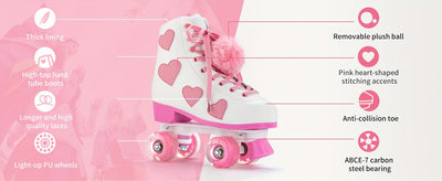 Classic Roller Skates For Women And Girl, High-top PU Leather Roller Skates With Light Up Wheels, The Best Halloween Gift For Roller Skating Beginners