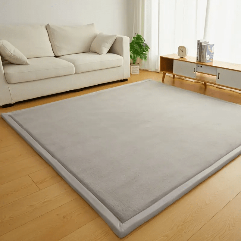 1pc Japanese Tatami Mat, Coral Velvet Mellow Mat, Baby Play Mat For Floor, 1.2 Inch Thick Crawling Rugs, Padded Foam Area Mat For Kids Playroom, Playpen, Nursery, Living Room, Yoga Mat, Non-Slip Backing