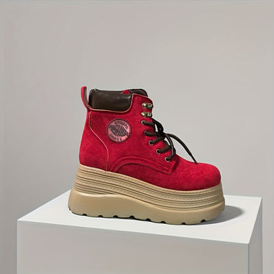 Round Toe Chunky Sole Retro Fashion Versatile Women's Boots/Daily Outdoor Hiking British Style Ankle Shorties