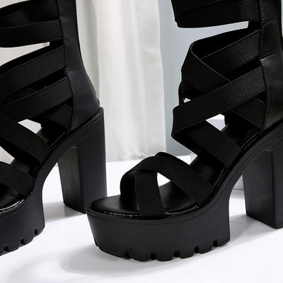1 Pair Women's Summer New Style Chunky Heel Sandals Comfortable Outdoor High-Heeled High Quality Platform Shoes