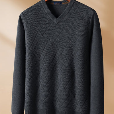 KAISER Men's Cozy Wool V-Neck Sweater - Casual Striped Long Sleeve Pullover for Fall/Winter, Soft & Warm, Korean And Japanese Targeted, Fashion