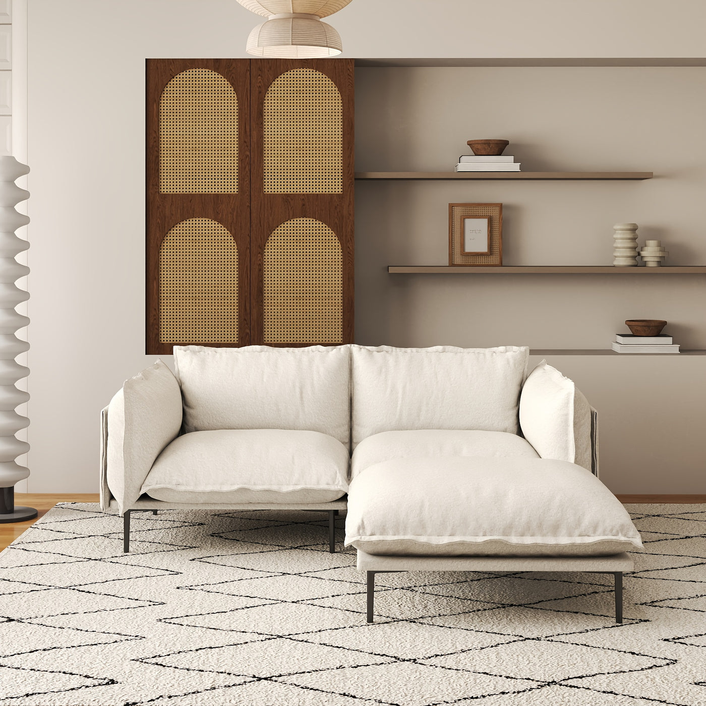 74" Modern Modular Sectional Sofa with Ottoman - Brown Chenille Fabric Cloud Couch, High-Density Foam Cushions & 7.87" Raised Legs, Space-Saving Design for Small Spaces, Easy Assembly, Pet-Friendly & Vacuum-Compatible, Hardwo