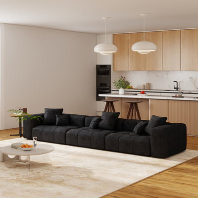 144 Inch Modular Sofa, Mid Century Modern Extra Deep Corner Seat Couch, 3-Seater Sofas for Living Room, Sectional Couches, Cozy Sofa for Apartment, Living Room, Boneless Sectional Sofa for Living Room, Comfy Couch, Convertibl