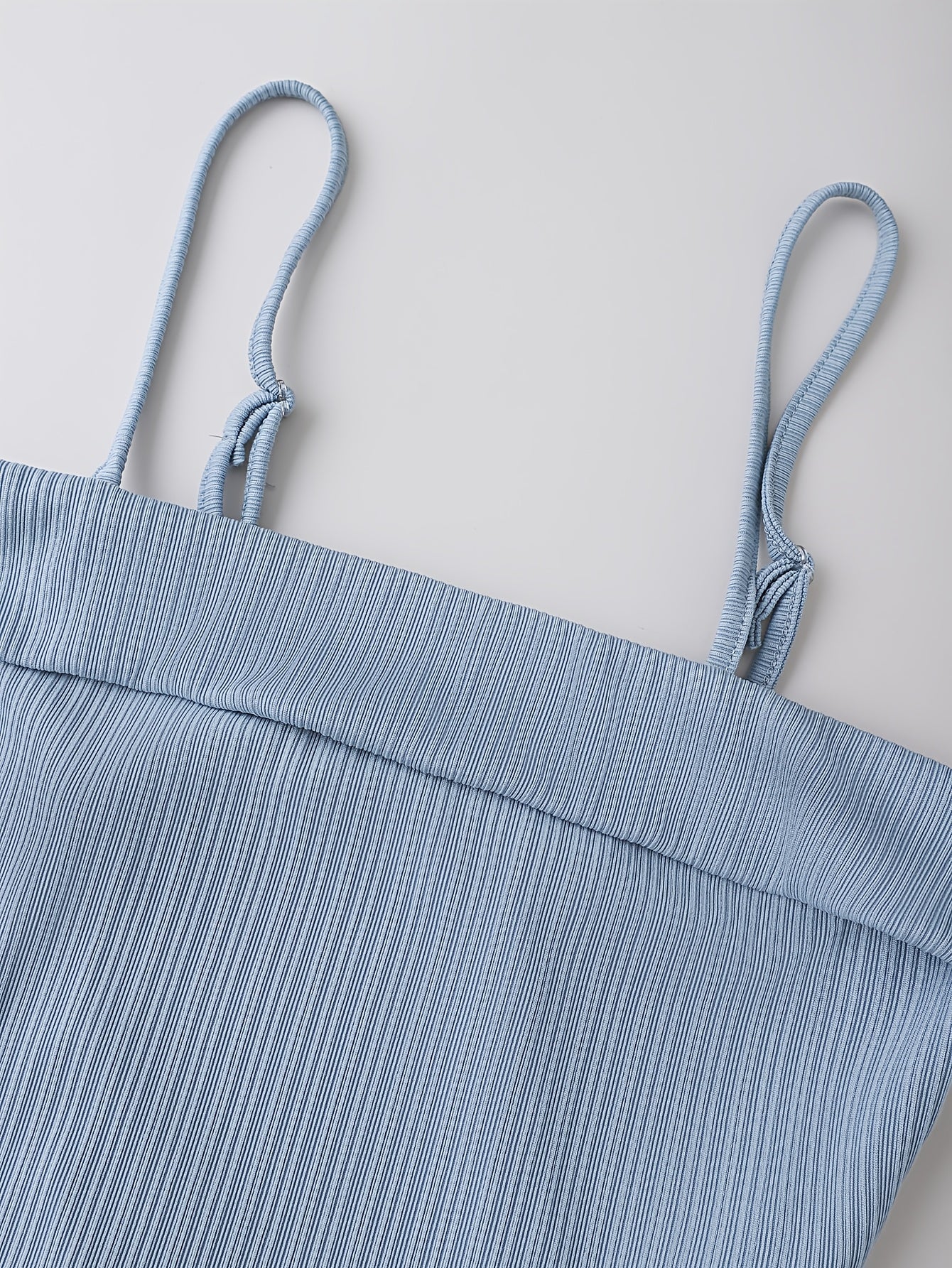 Elegant Light Blue Sleeveless Top & Wide-Leg Pants Set