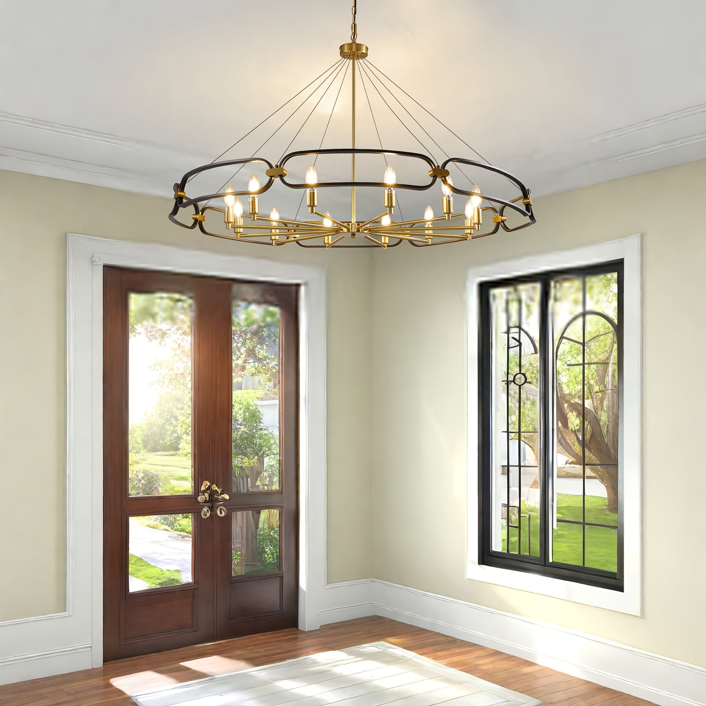 Industrial Style Silver Chandelier, 12-Light Modern Chandeliers For Dining Room, Farmhouse Chandelier For Entryway, For Living Room, Bedroom, Foyer