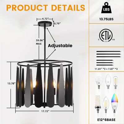 6-Light Island Lights For Kitchen, Farmhouse Dining Room Light Fixture, Rustic Foyer Lighting Fixtures, Modern Hanging Pendant Lights For Living Room, Bedroom, Entryway