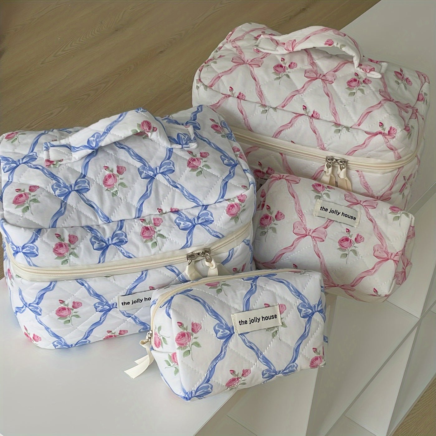 Portable High-Quality Makeup Bag - Korean-Style Bowknot Flower Design - Large Capacity for Toiletries, Perfect for Travel