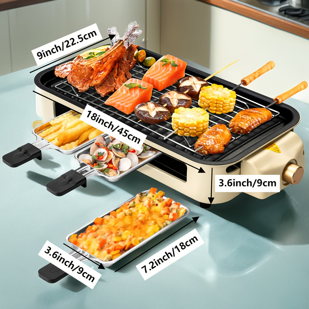 Non-smoking Electric Grill, Indoor Kitchen Grill With Removable Non-stick Pan, Portable Korean Barbecue Grill With Removable Temperature Control, 1500W