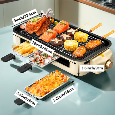 Non-smoking Electric Grill, Indoor Kitchen Grill With Removable Non-stick Pan, Portable Korean Barbecue Grill With Removable Temperature Control, 1500W