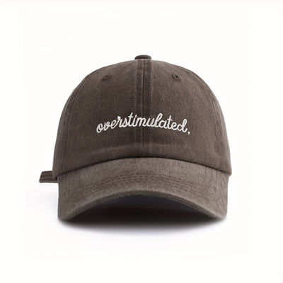 "Overstimulated" Embroidered Letter Baseball Cap