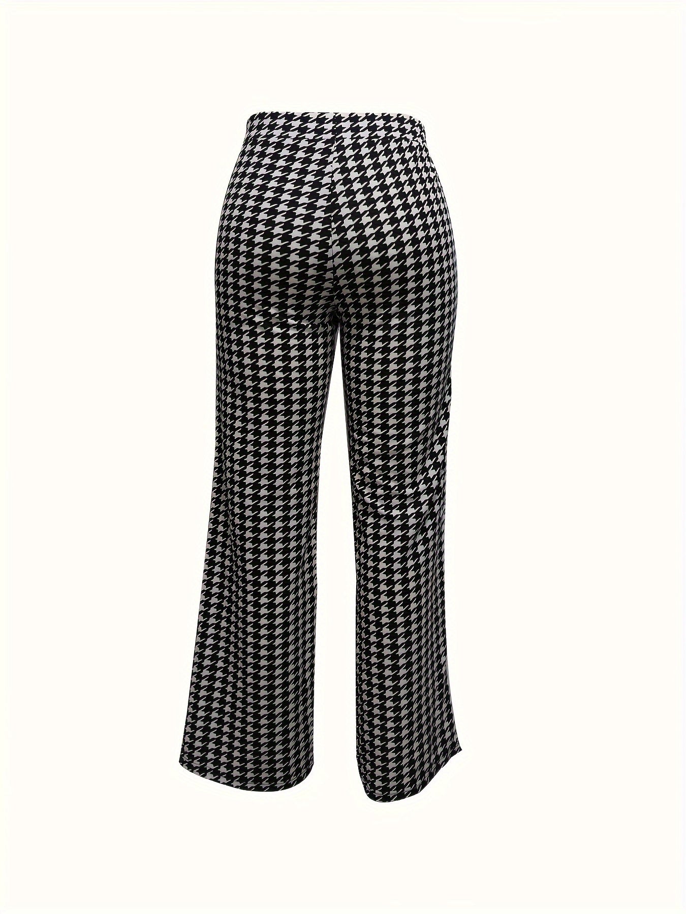 Women's Fashion Casual Loose Black and White Plaid Wide Leg Pants Korean Style Slim Versatile Straight Pants
