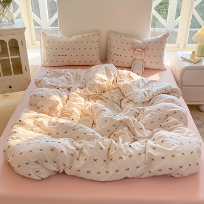 [Soft Duvet Cover] 3pcs Korean-Style Reversible Duvet Cover Set | 1 Duvet Cover + 2 Pillowcases, Soft, Breathable, Charmingly Minimalistic, Comfortable, AA Side Design, Suitable As Gifts for Valentine's Day, Thanksgiving, Mot