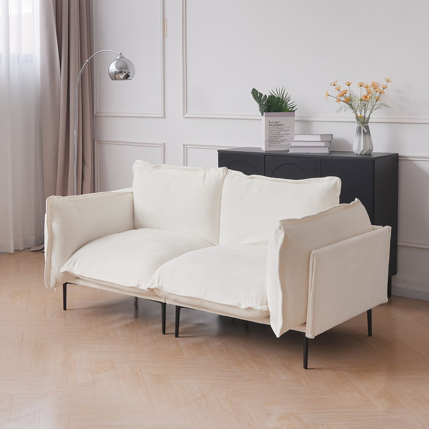74" Modern Modular Loveseat Sofa - Space-Saving Sectional Couch with Deep Seat, Chenille Upholstery, Hardwood Frame, No Assembly Required, for Living Room, Apartment, Office - Orange Modern Furniture, Sectional Sofa for Livin