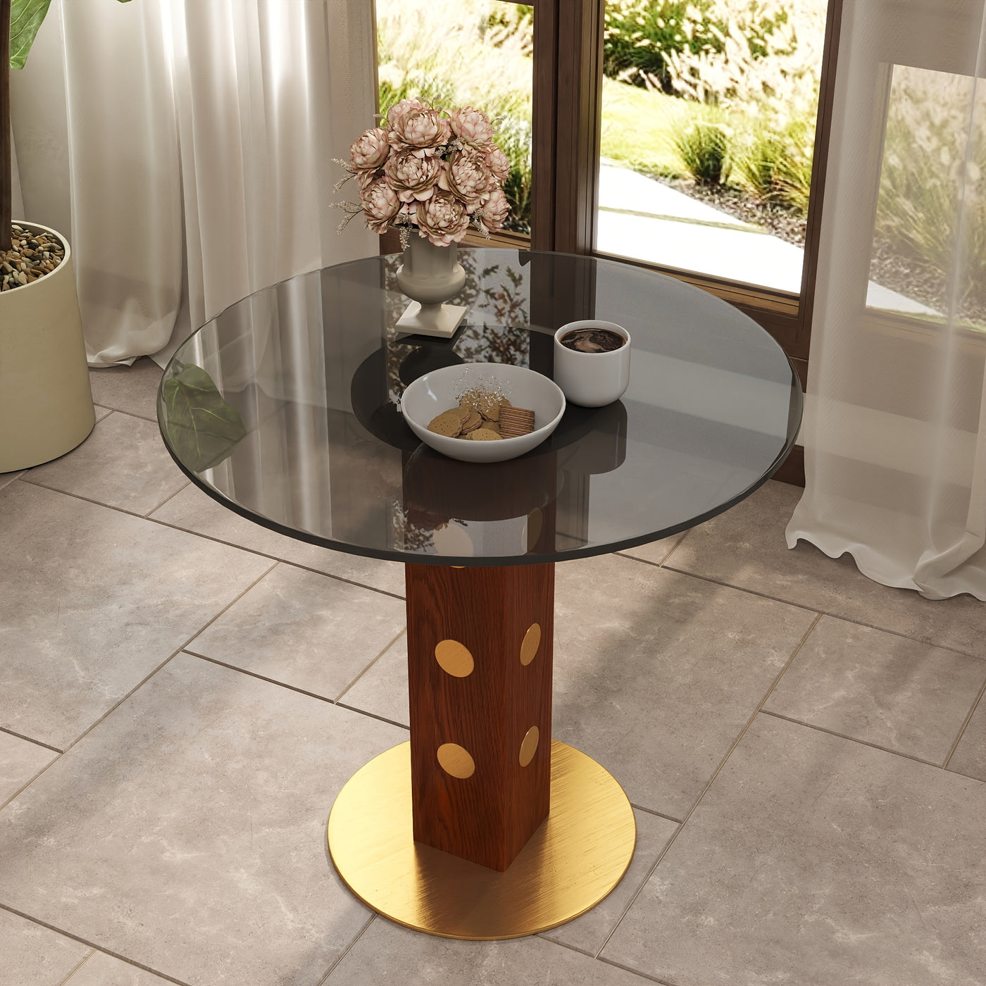 33.5" Round & Square Dining Table for 2-4 People(Only Table, Chair Not Included), Marble Meeting Room Table Multipurpose Conference Table with Soild Wood Base for Office