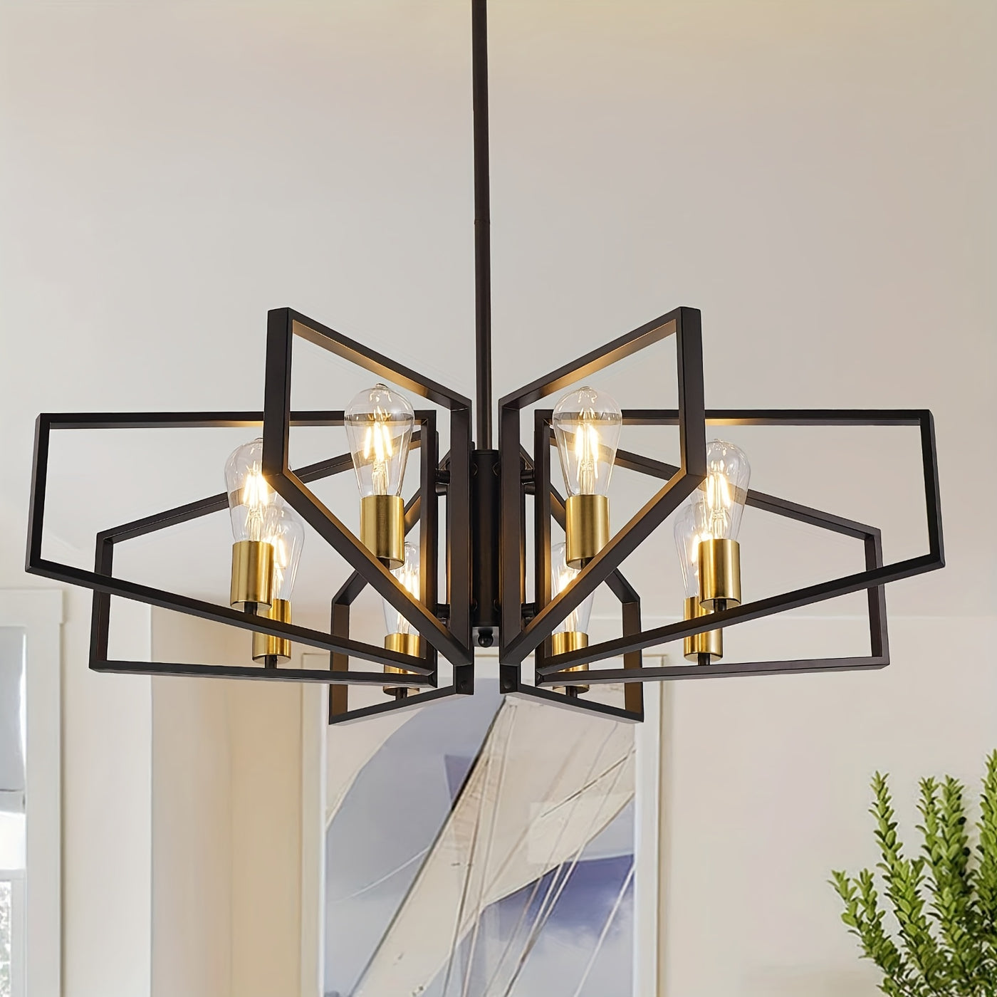 Modern Chandelier, 4Light & 8-Light Farmhouse Dining Room Light Fixture, Modern Industrial Chandelier For Living Room, Bedroom, Foyer, Stairway, Entryway