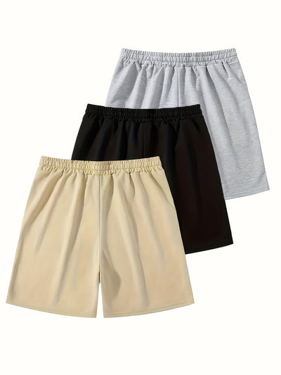 3pcs Sun Pattern Print Men's Fashion Drawstring Shorts Set, Casual Style Elastic Waist Summer Beach Shorts Fitness Sports Shorts, Japanese Style Shorts