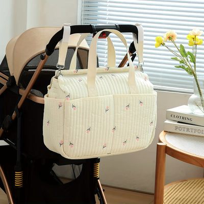 Large Capacity Handheld Parent Bag for Mothers with Baby Bottles and Diapers, Korean Version Embroidered Bear Maternity Bag
