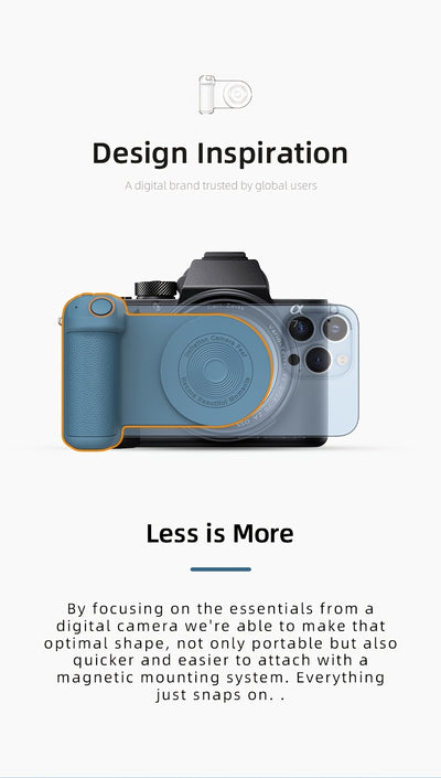 Magnetic Phone Camera Grip Holder, Portable Self Camera Handle, Ergonomic Design, Suitable for iPhone for samsung Android Phones to Vlog Photo and Video Shooting
